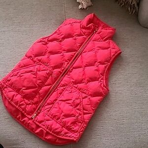 J. Crew Quilted Puffer Vest Coral / Orange Zip Up Sz Small Packable